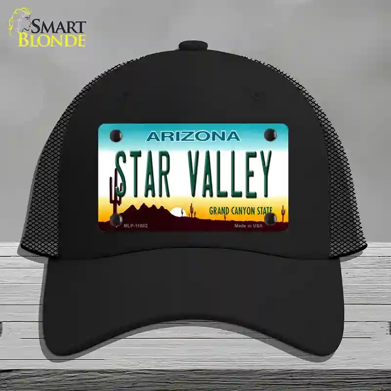 HAT01-MLP-11802 Star Valley Arizona Novelty License Plate Hat, Mesh - Black
