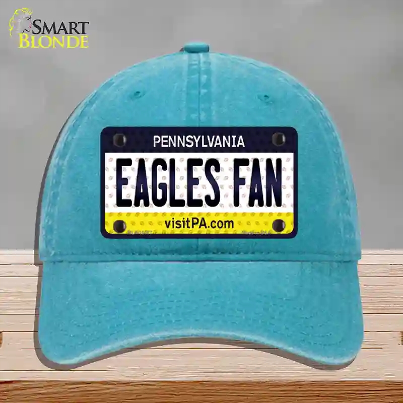 HAT10-MLP-10777 Eagles Fan Pennsylvania Novelty License Plate Hat, Unconstructed Cotton - Lake Blue