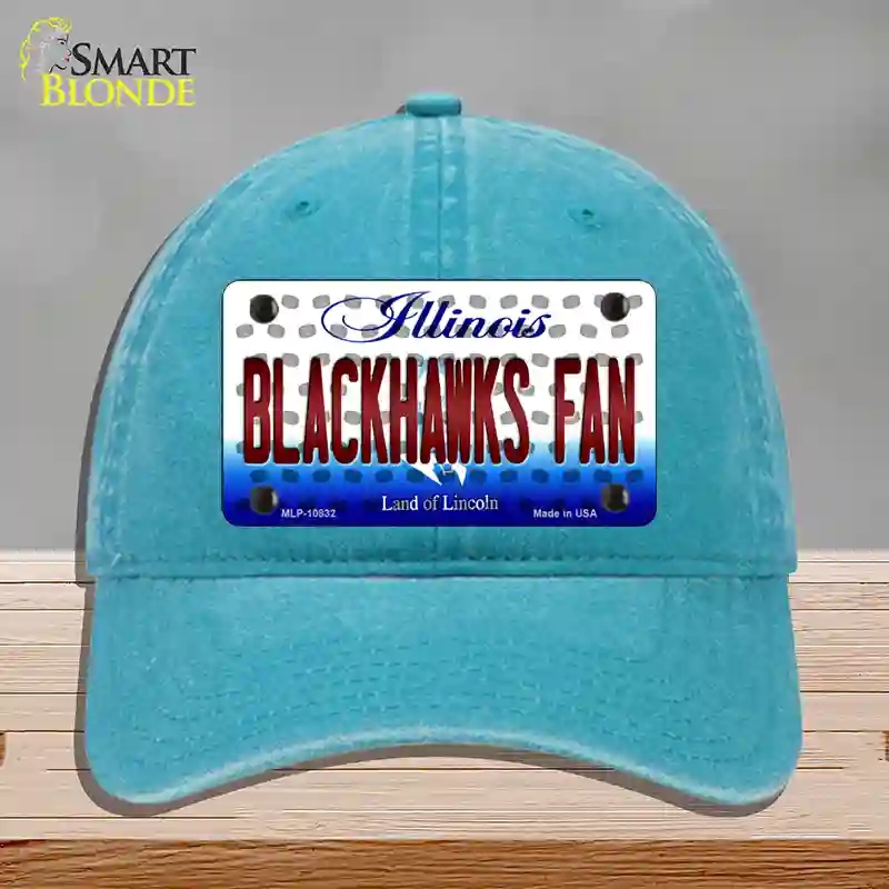HAT10-MLP-10832 Blackhawks Fan Illinois Novelty License Plate Hat, Unconstructed Cotton - Lake Blue