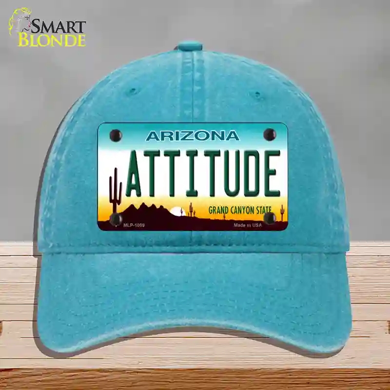 HAT10-MLP-1089 Arizona Attitude Novelty License Plate Hat, Unconstructed Cotton - Lake Blue
