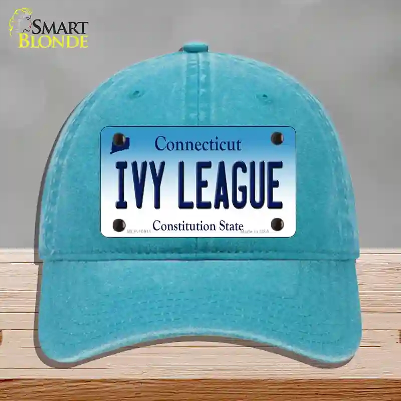 HAT10-MLP-10911 Ivy League Connecticut Novelty License Plate Hat, Unconstructed Cotton - Lake Blue