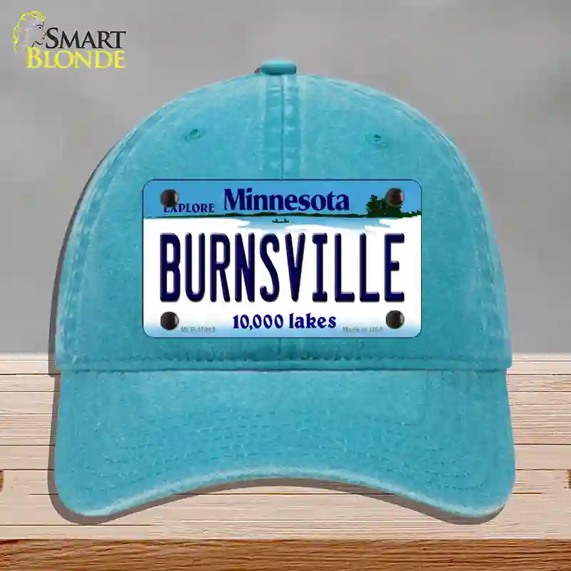 HAT10-MLP-11043 Burnsville Minnesota State Novelty License Plate Hat, Unconstructed Cotton - Lake Blue