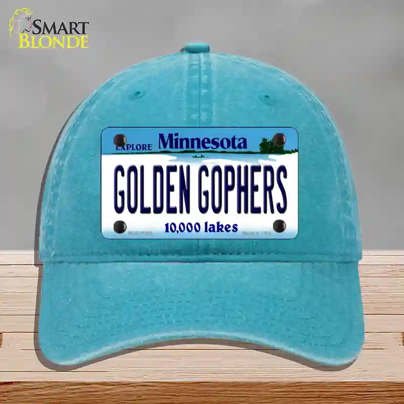 HAT10-MLP-11056 Golden Gophers Minnesota State Novelty License Plate Hat, Unconstructed Cotton - Lake Blue