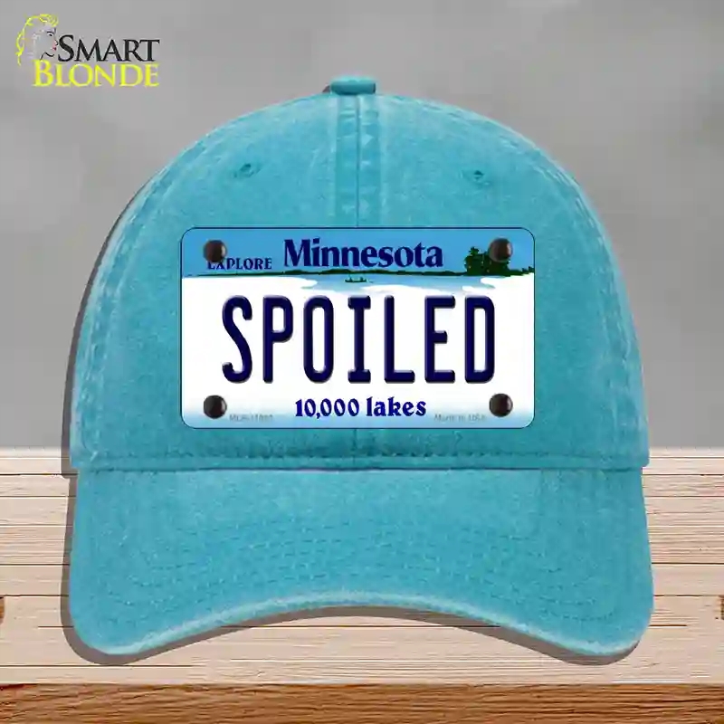 HAT10-MLP-11063 Spoiled Minnesota State Novelty License Plate Hat, Unconstructed Cotton - Lake Blue