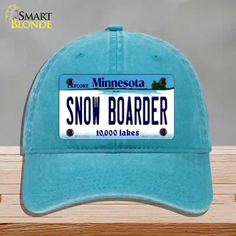 HAT10-MLP-11083 Snow Boarder Minnesota State Novelty License Plate Hat, Unconstructed Cotton - Lake Blue