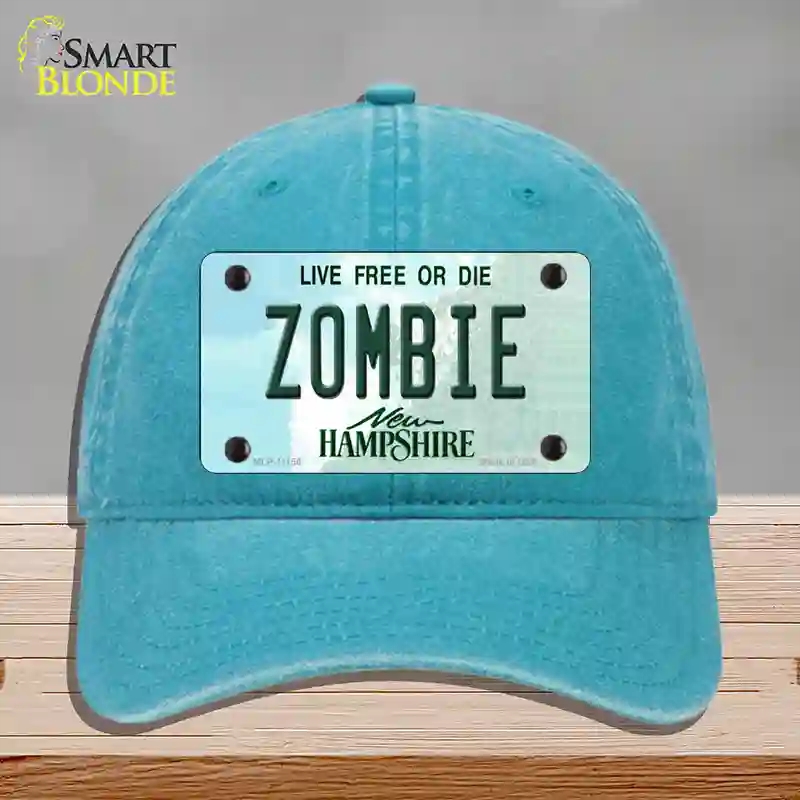 HAT10-MLP-11156 Zombie   Hampshire State Novelty License Plate Hat, Unconstructed Cotton - Lake Blue