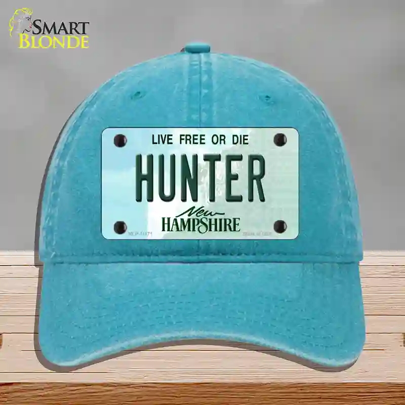 HAT10-MLP-11171 Hunter   Hampshire State Novelty License Plate Hat, Unconstructed Cotton - Lake Blue