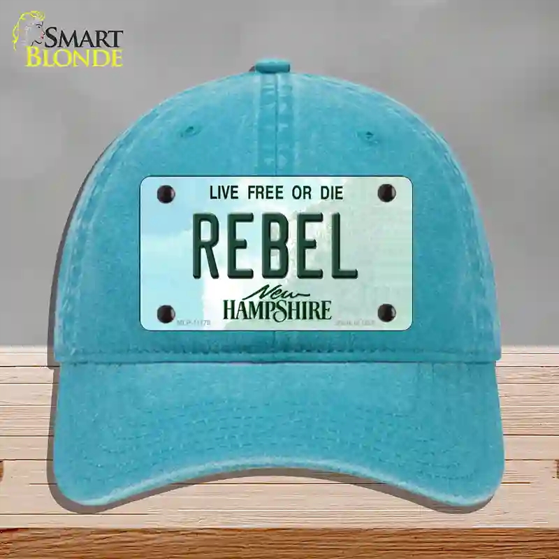 HAT10-MLP-11178 Rebel   Hampshire State Novelty License Plate Hat, Unconstructed Cotton - Lake Blue