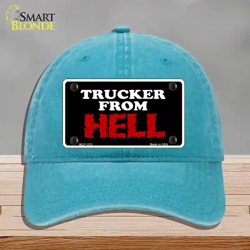 HAT10-MLP-1121 Mesh From Hell Novelty License Plate Hat, Unconstructed Cotton - Lake Blue