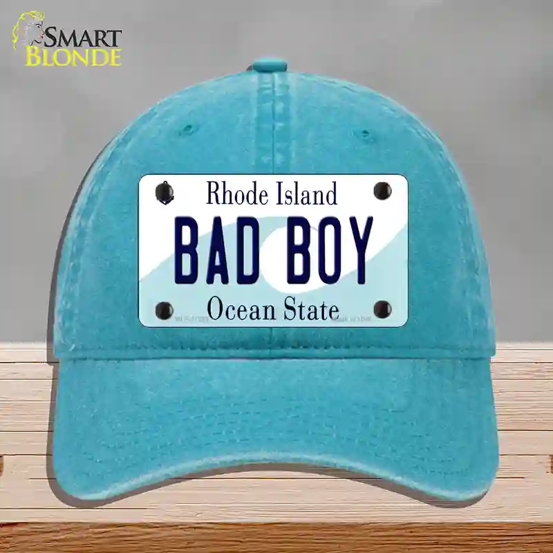 HAT10-MLP-11219 Bad Boy Rhode Island State Novelty License Plate Hat, Unconstructed Cotton - Lake Blue