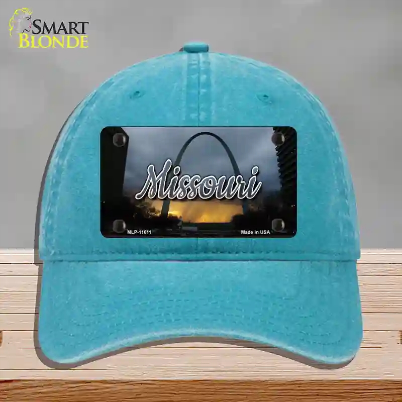 HAT10-MLP-11611 Missouri Gateway Arch State Novelty License Plate Hat, Unconstructed Cotton - Lake Blue