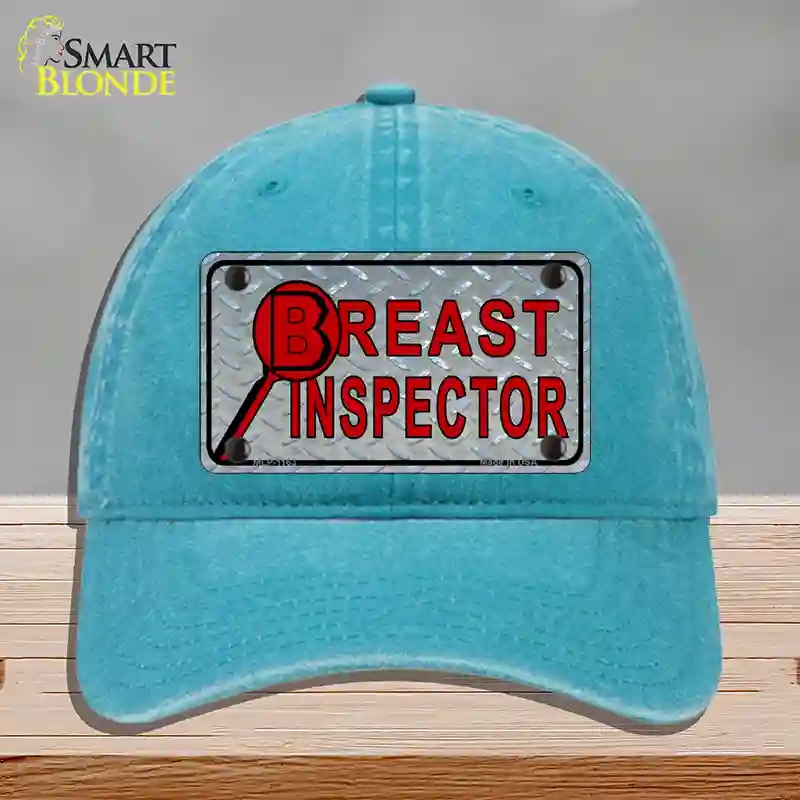 HAT10-MLP-1163 Breast Inspector Novelty License Plate Hat, Unconstructed Cotton - Lake Blue