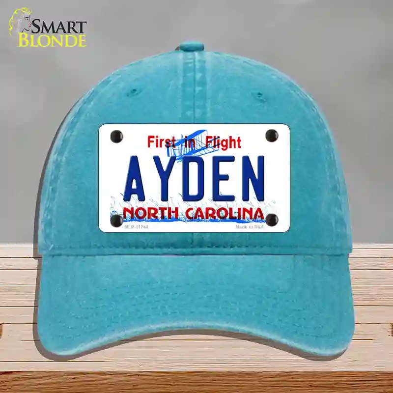 HAT10-MLP-11744 Ayden North Carolina State Novelty License Plate Hat, Unconstructed Cotton - Lake Blue