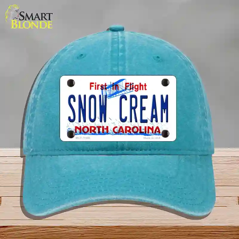 HAT10-MLP-11859 Snow Cream North Carolina Novelty License Plate Hat, Unconstructed Cotton - Lake Blue