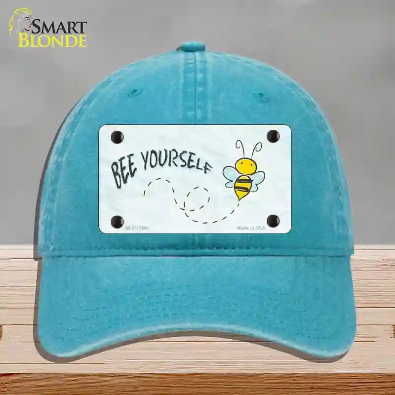 HAT10-MLP-11891 Bee Yourself Novelty License Plate Hat, Unconstructed Cotton - Lake Blue