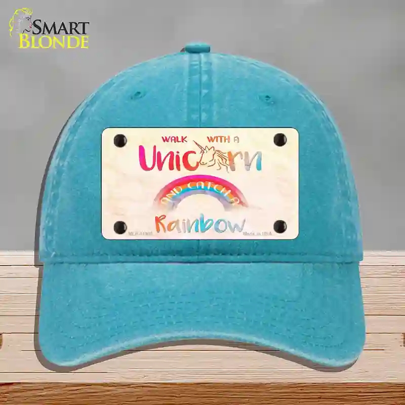 HAT10-MLP-11903 Walk with a Unicorn Novelty License Plate Hat, Unconstructed Cotton - Lake Blue