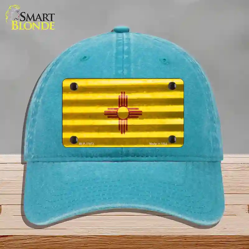 HAT10-MLP-11972   Mexico Corrugated Flag Novelty License Plate Hat, Unconstructed Cotton - Lake Blue