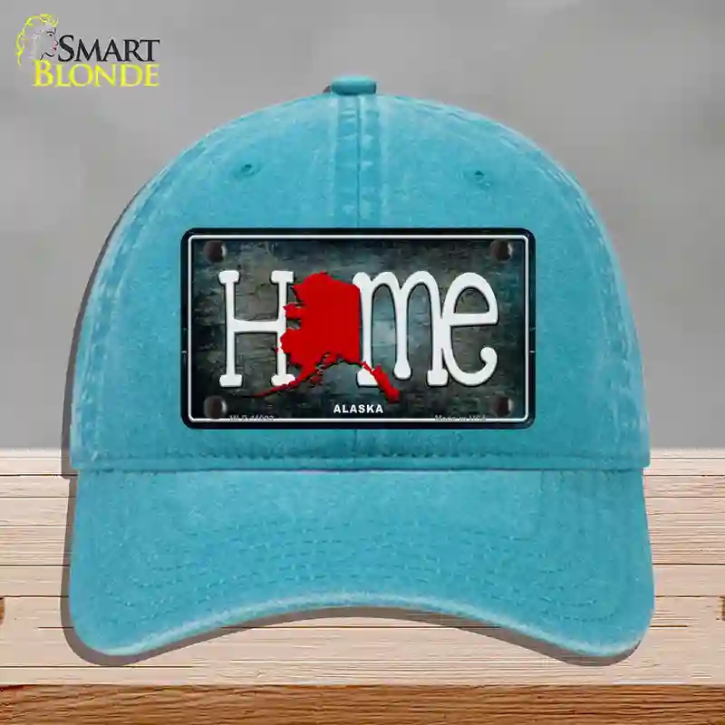 HAT10-MLP-11993 Alaska Home State Outline Novelty License Plate Hat, Unconstructed Cotton - Lake Blue