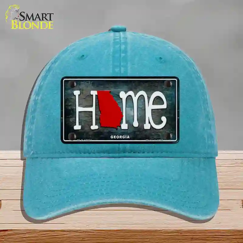 HAT10-MLP-12001 Georgia Home State Outline Novelty License Plate Hat, Unconstructed Cotton - Lake Blue