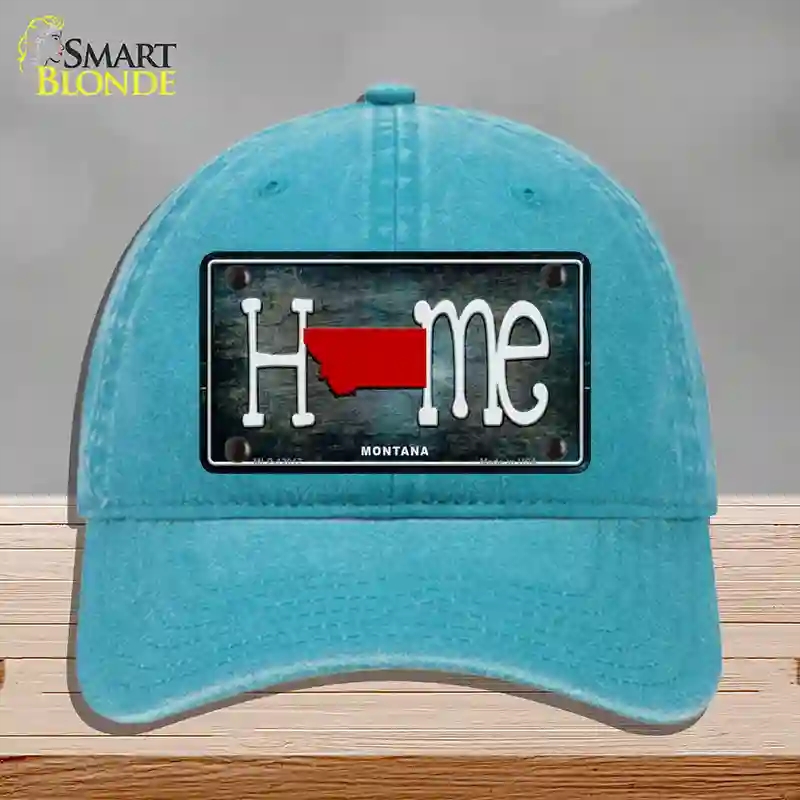HAT10-MLP-12017 Montana Home State Outline Novelty License Plate Hat, Unconstructed Cotton - Lake Blue