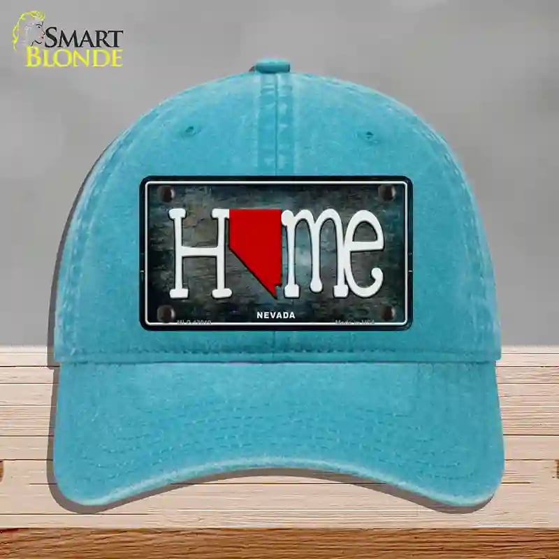 HAT10-MLP-12019 Nevada Home State Outline Novelty License Plate Hat, Unconstructed Cotton - Lake Blue
