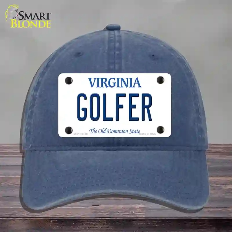 HAT11-MLP-10138 Golfer Virginia Novelty License Plate Hat, Unconstructed Cotton - Navy