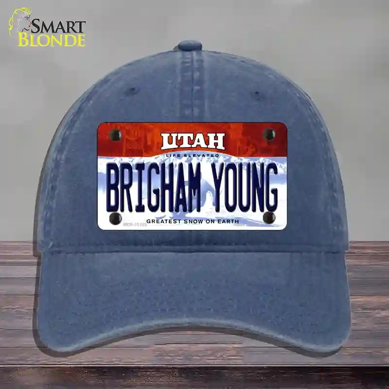HAT11-MLP-10199 Brigham Young Utah Novelty License Plate Hat, Unconstructed Cotton - Navy