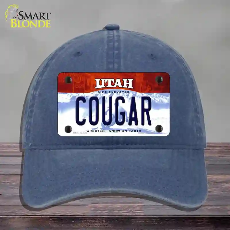 HAT11-MLP-10200 Cougar Utah Novelty License Plate Hat, Unconstructed Cotton - Navy