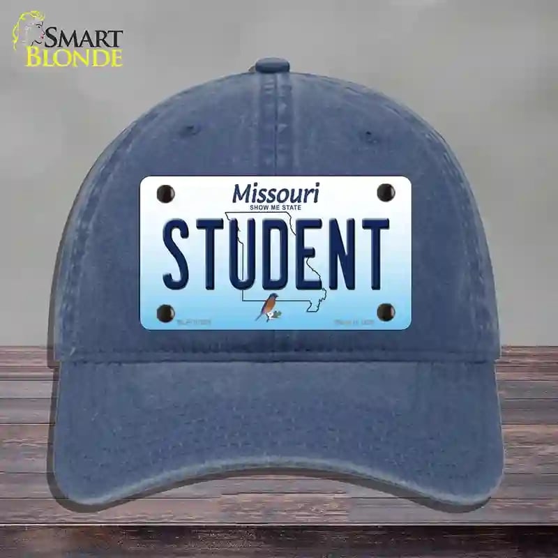 HAT11-MLP-10258 Student Missouri Novelty License Plate Hat, Unconstructed Cotton - Navy