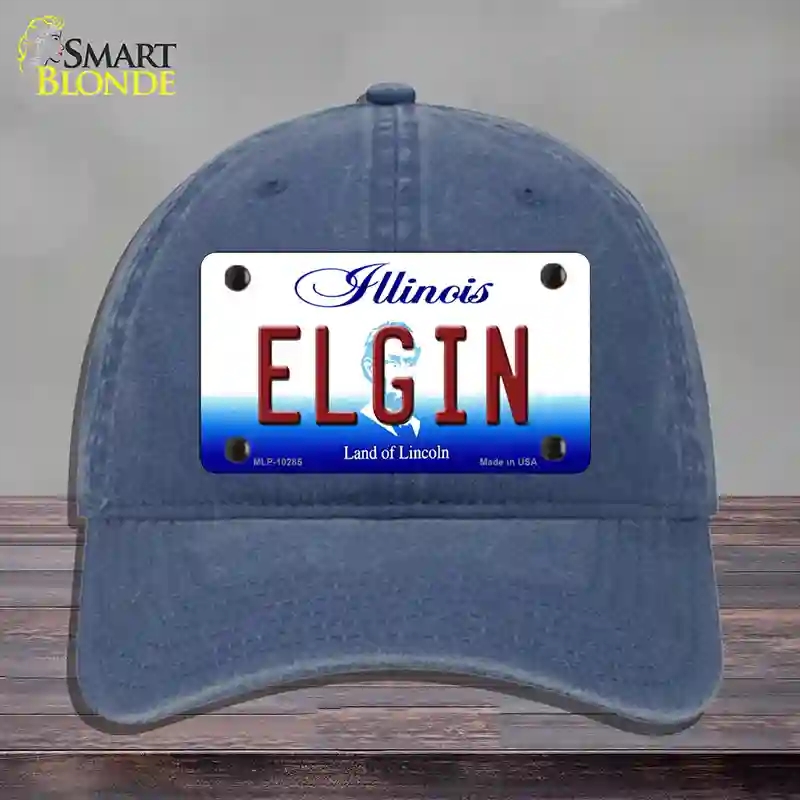 HAT11-MLP-10285 Elgin Illinois Novelty License Plate Hat, Unconstructed Cotton - Navy