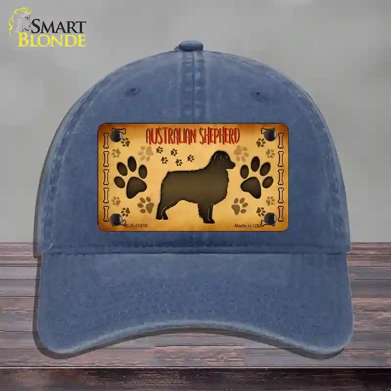 HAT11-MLP-10430 Australian Shepherd Novelty License Plate Hat, Unconstructed Cotton - Navy