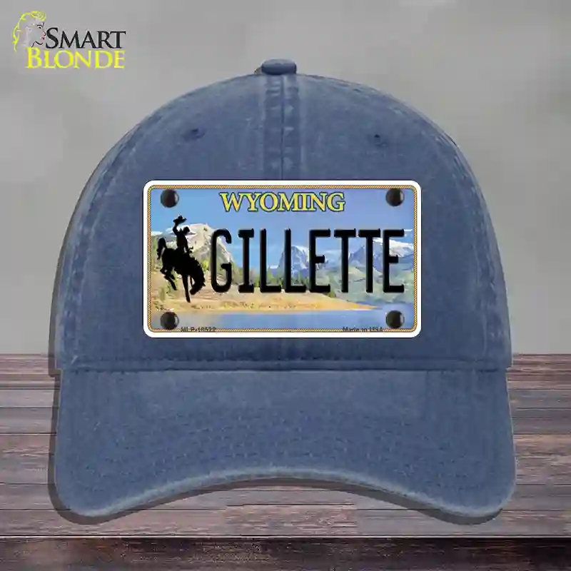 HAT11-MLP-10522 Gillette Wyoming Novelty License Plate Hat, Unconstructed Cotton - Navy