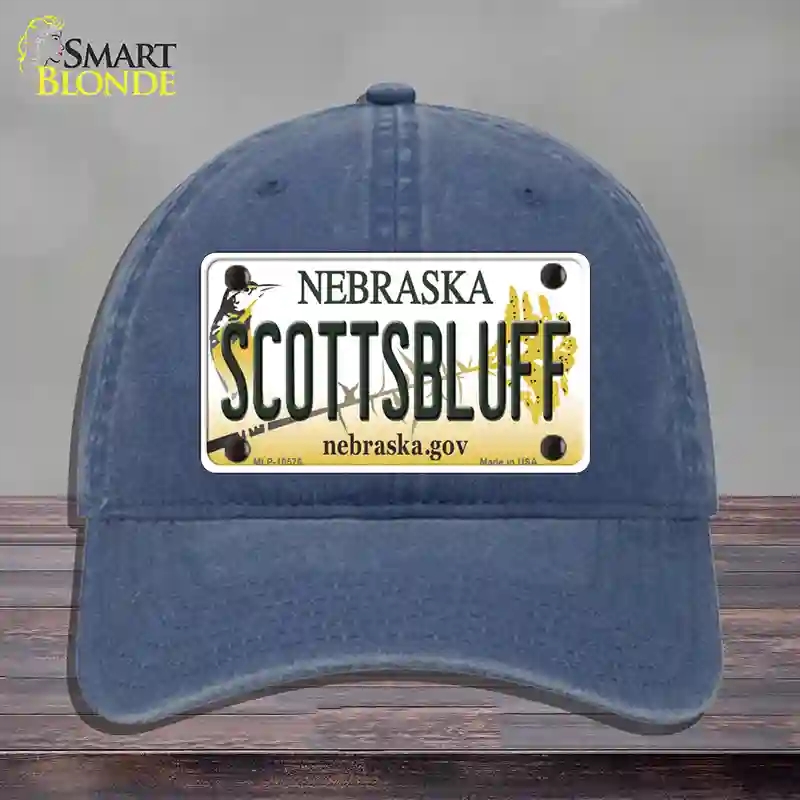 HAT11-MLP-10576 Scottsbluff Nebraska Novelty License Plate Hat, Unconstructed Cotton - Navy