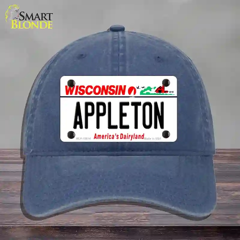 HAT11-MLP-10614 Appleton Wisconsin Novelty License Plate Hat, Unconstructed Cotton - Navy