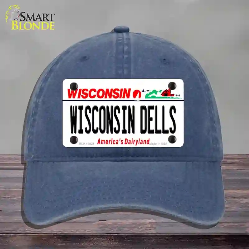 HAT11-MLP-10624 Wisconsin Dells Novelty License Plate Hat, Unconstructed Cotton - Navy