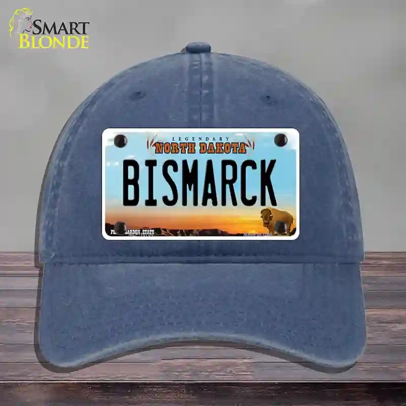 HAT11-MLP-10704 Bismarck North Dakota Novelty License Plate Hat, Unconstructed Cotton - Navy