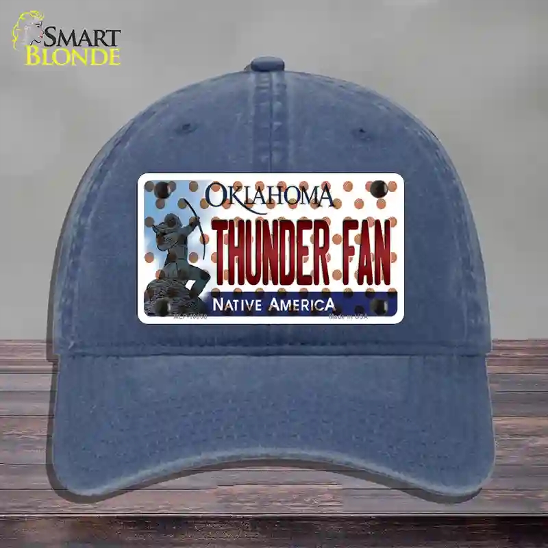 HAT11-MLP-10868 Thunder Fan Oklahoma Novelty License Plate Hat, Unconstructed Cotton - Navy