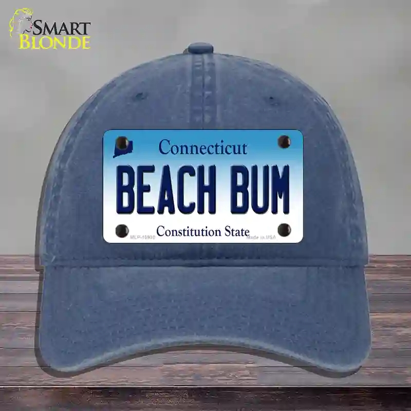 HAT11-MLP-10930 Beach Bum Connecticut Novelty License Plate Hat, Unconstructed Cotton - Navy