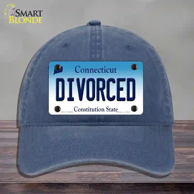 HAT11-MLP-10933 Divorced Connecticut Novelty License Plate Hat, Unconstructed Cotton - Navy