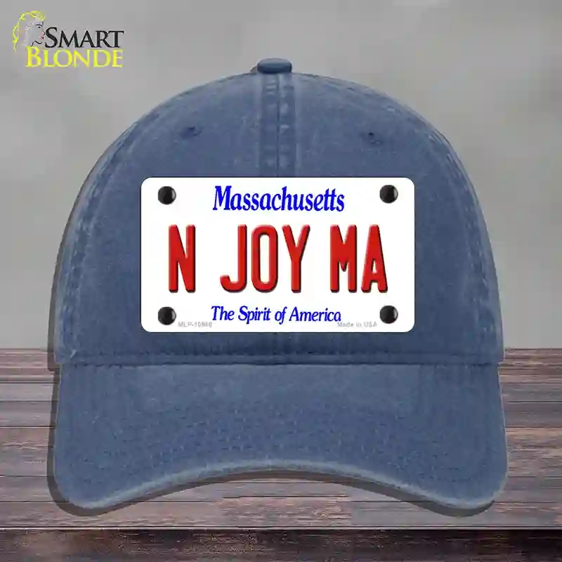 HAT11-MLP-10980 N Joy MA Massachusetts Novelty License Plate Hat, Unconstructed Cotton - Navy