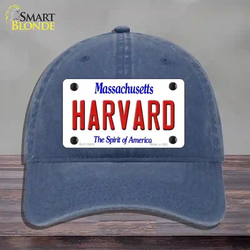 HAT11-MLP-10993 Harvard Massachusetts Novelty License Plate Hat, Unconstructed Cotton - Navy