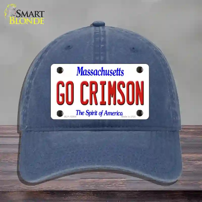 HAT11-MLP-10994 Go Crimson Massachusetts Novelty License Plate Hat, Unconstructed Cotton - Navy