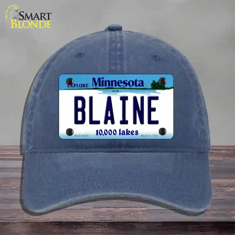 HAT11-MLP-11048 Blaine Minnesota State Novelty License Plate Hat, Unconstructed Cotton - Navy