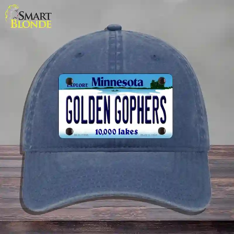 HAT11-MLP-11056 Golden Gophers Minnesota State Novelty License Plate Hat, Unconstructed Cotton - Navy