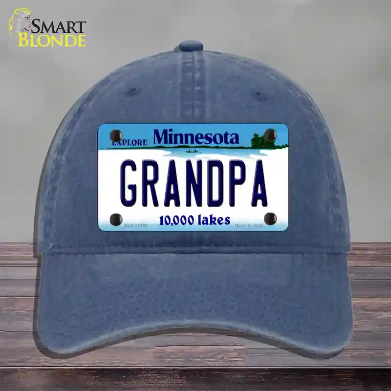 HAT11-MLP-11059 Grandpa Minnesota State Novelty License Plate Hat, Unconstructed Cotton - Navy