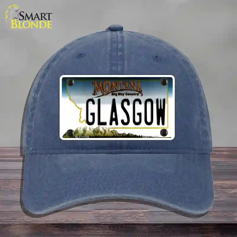 HAT11-MLP-11100 Glasgow Montana State Novelty License Plate Hat, Unconstructed Cotton - Navy
