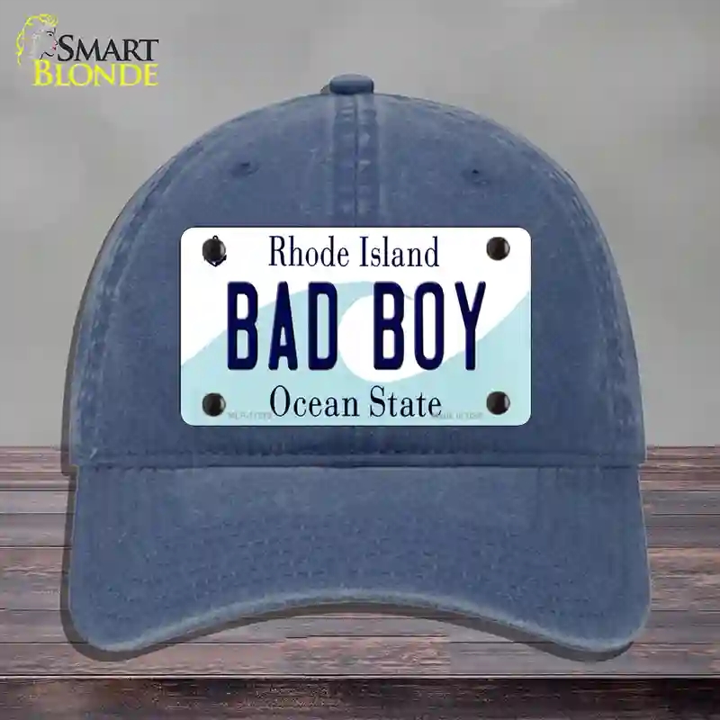 HAT11-MLP-11219 Bad Boy Rhode Island State Novelty License Plate Hat, Unconstructed Cotton - Navy