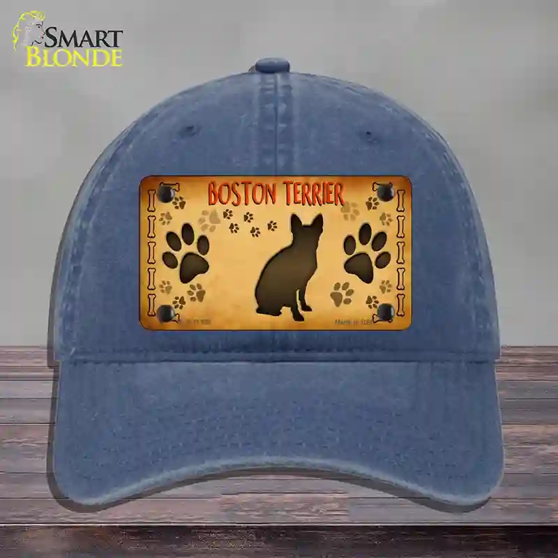 HAT11-MLP-11305 Boston Terrier Novelty License Plate Hat, Unconstructed Cotton - Navy