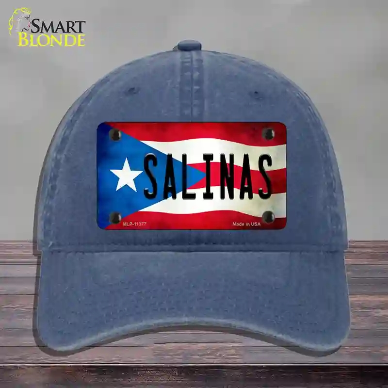 HAT11-MLP-11377 Salinas Puerto Rico Flag Novelty License Plate Hat, Unconstructed Cotton - Navy