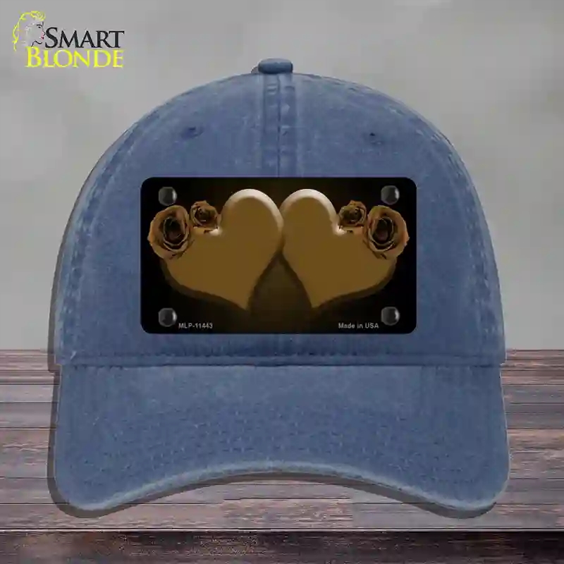 HAT11-MLP-11443 Hearts Over Roses in Brown Novelty License Plate Hat, Unconstructed Cotton - Navy